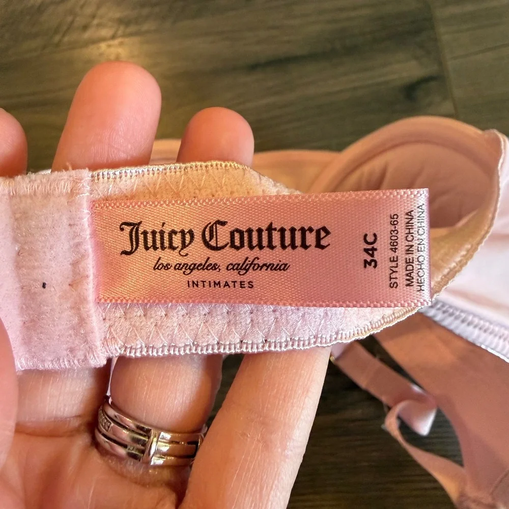 Juicy Couture‎ Pink Logo Strap T-Shirt Bra Underwire 34C 4603-65